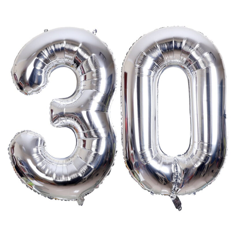 Number 30 Silver Balloon 40 inch Giant Foil Number Balloons - Party ...