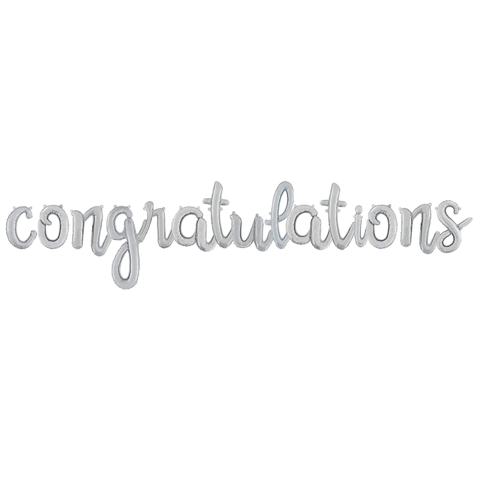 Congratulations -14” Silver Script Letter Balloons – Inflate with Air ...